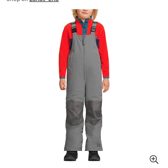 LANDS’ END KIDS SQUALL WATERPROOF INSULATED IRON KNEE SNOW BIBS-CADET GREY-16 - Picture 6 of 16